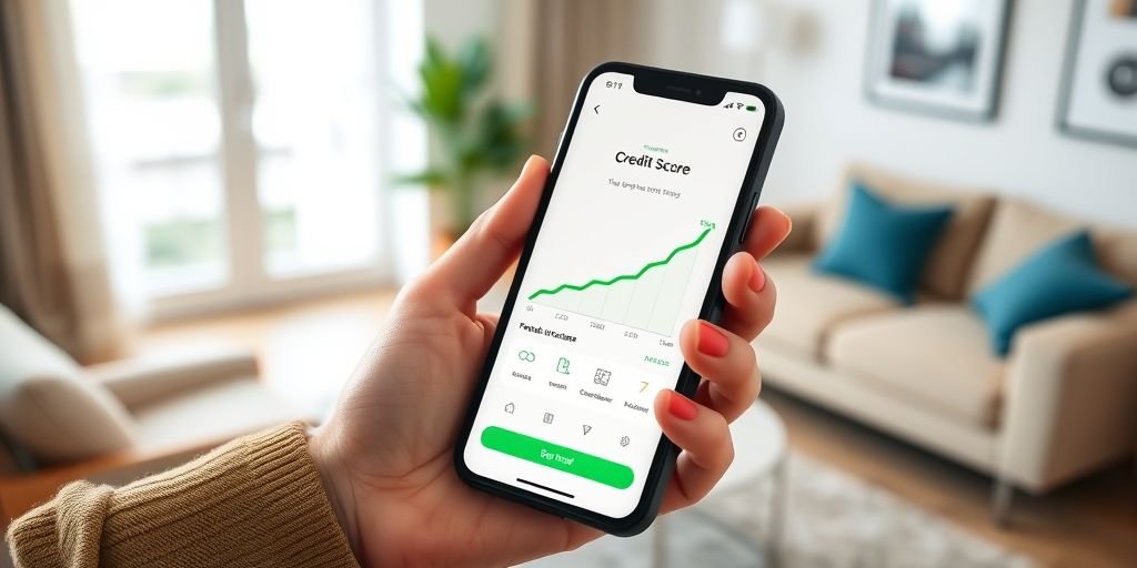  Person using a smartphone app to track bills and build credit fast no credit card.